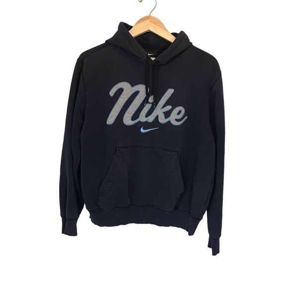 Vintage Nike Thrashed Hoodie Embroidered Center Swoosh Spell out Blue‎ Y2K - Picture 1 of 16